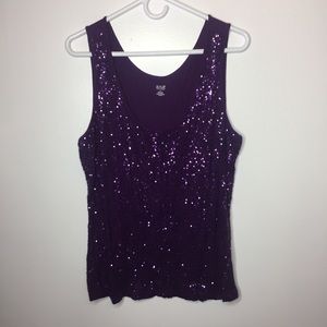 Ana XLarge Purple Sequin Tank Top